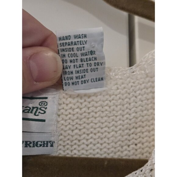 Vtg Shenanigans Floral Embroidered Button Up Sweater Crochet Trim Cottagecore L - Picture 8 of 9